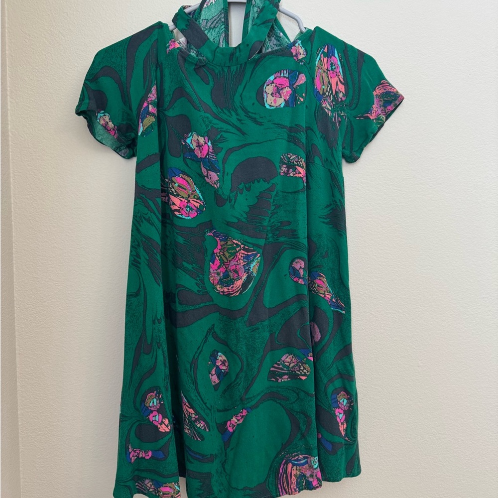 Free People Drift Away Cold Shoulder Green Tunic